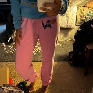 Aviator Nation Pink Sweats w/ navy AV logo